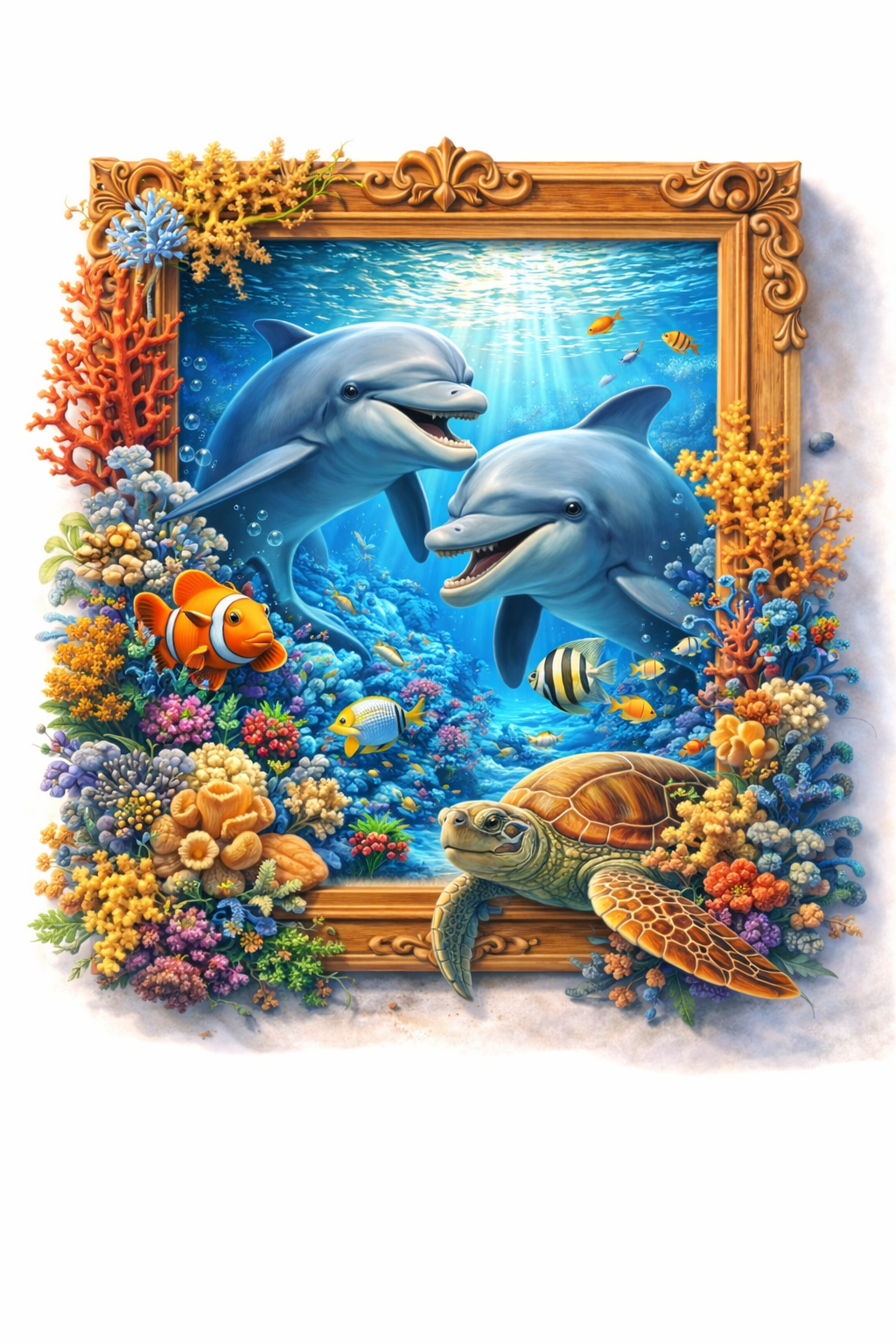 3D-Wanddruck Unterwasserwelt mit Delfinen — Bildung und Wartezonen