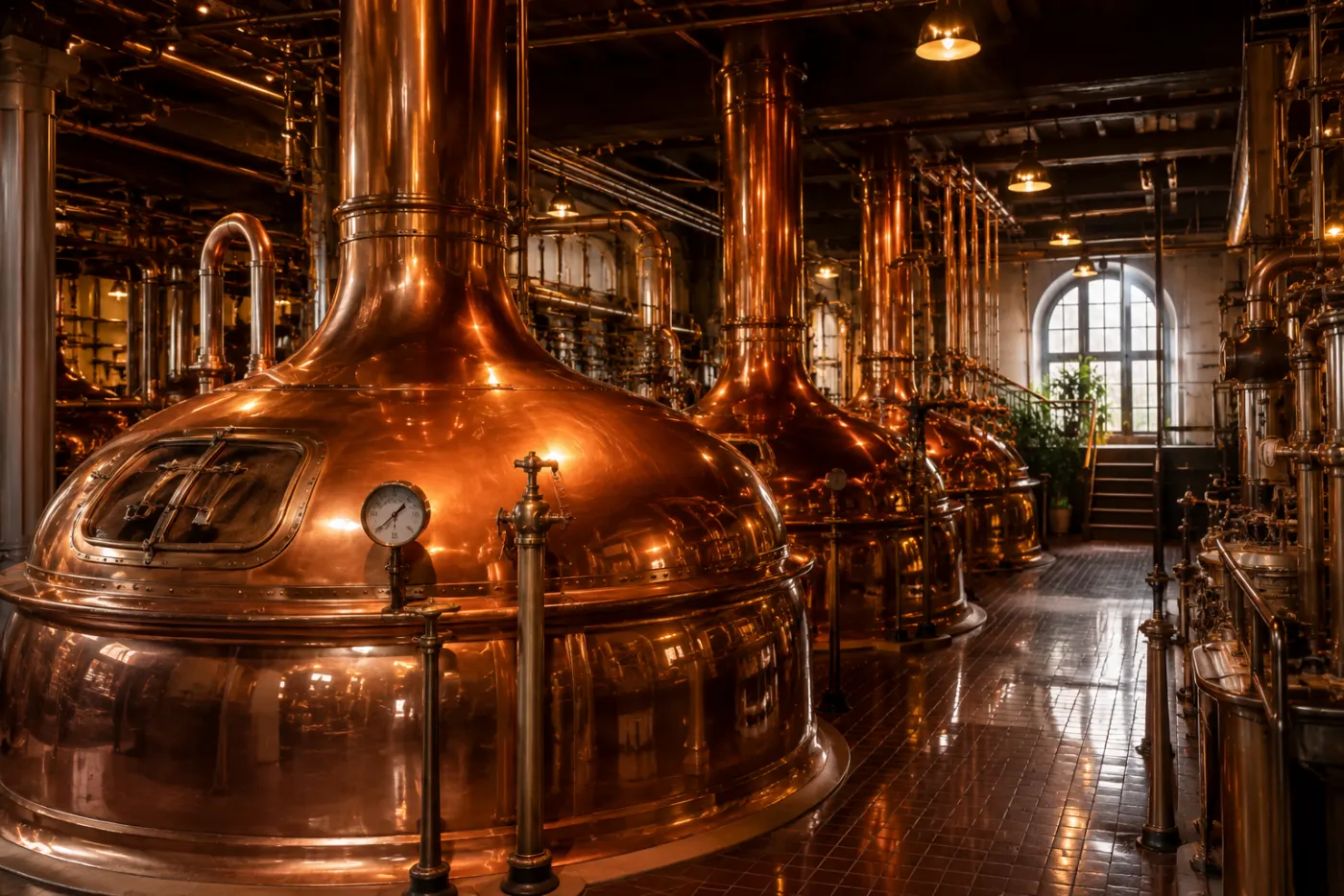 Kupferkessel einer Brauerei — Beispielmotiv Wand für Brauerei und Gastronomie