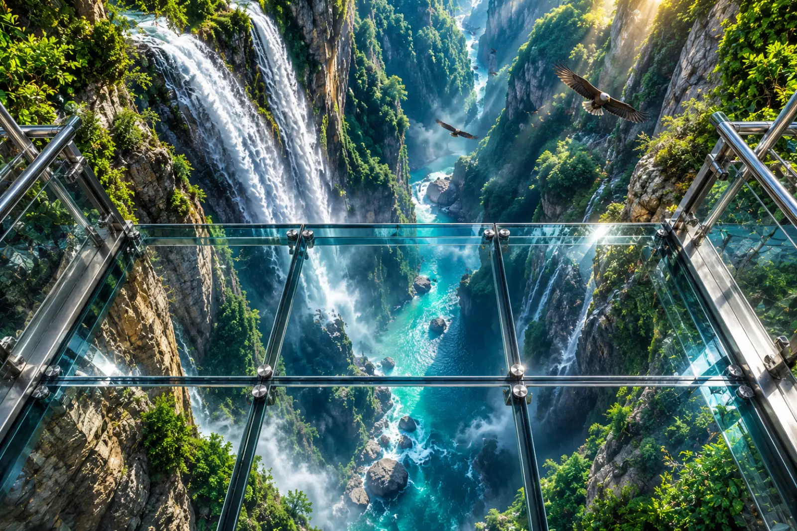 Glassteg über Schlucht — Beispielmotiv Boden — Swiss 3D Surface